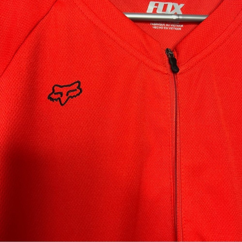 Fox Racing Jersey Tank Top Red Houndstooth Pattern Pocket On. Back Zip Up Top — image 7 of 8